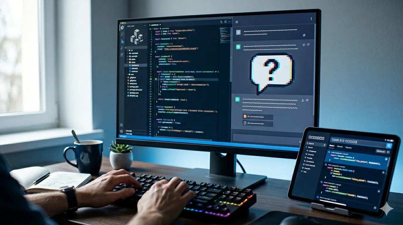 AI assistant searching and understanding code repository structure with highlighted context and connections