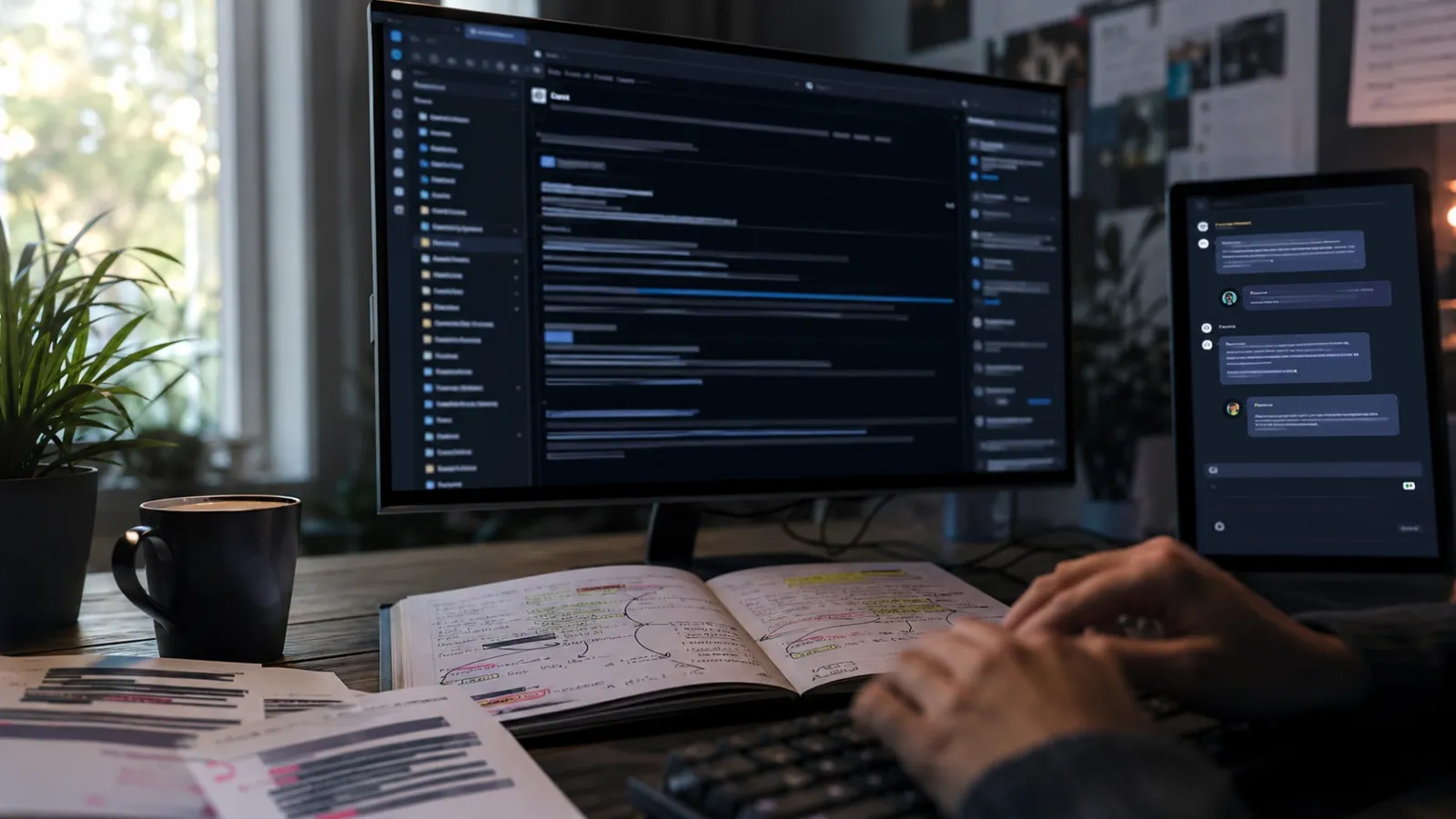 Developer examining hidden AI system prompts and instructions revealed through transparency documentation